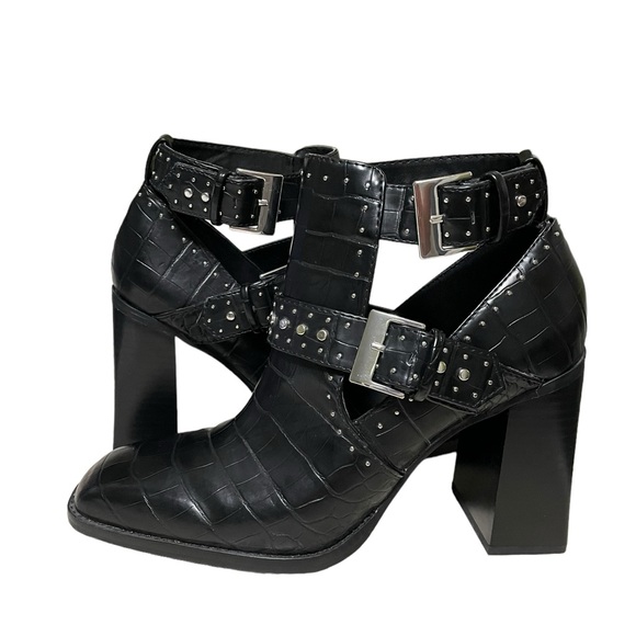 Zara Studded Animal Print Cut-out Ankle Boots Black Size 39 (8 US) - Picture 2 of 7